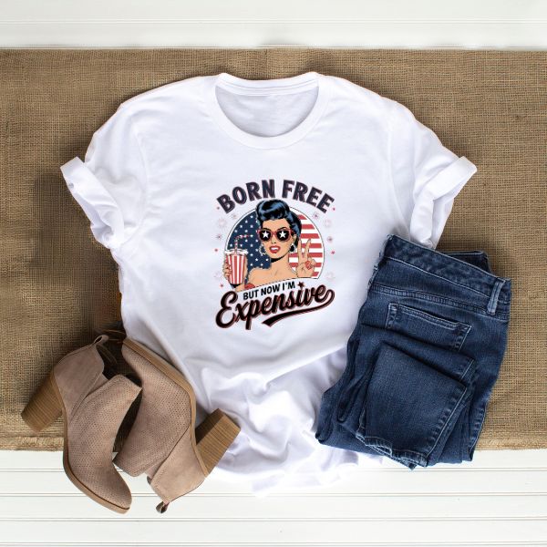 Born Free but Now I'm Expensive Flat lay in White 