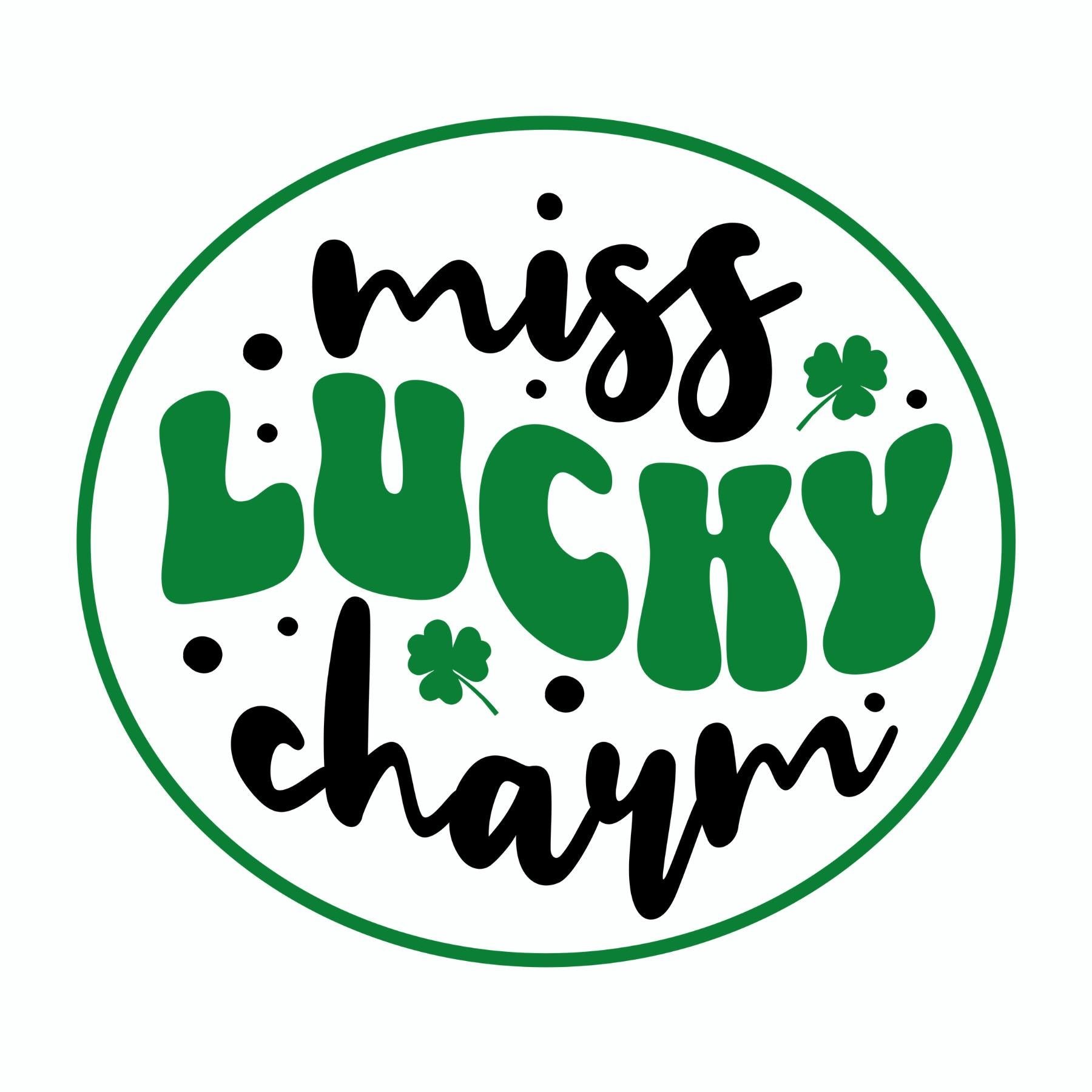 Miss Lucky Charm design with black and green ink